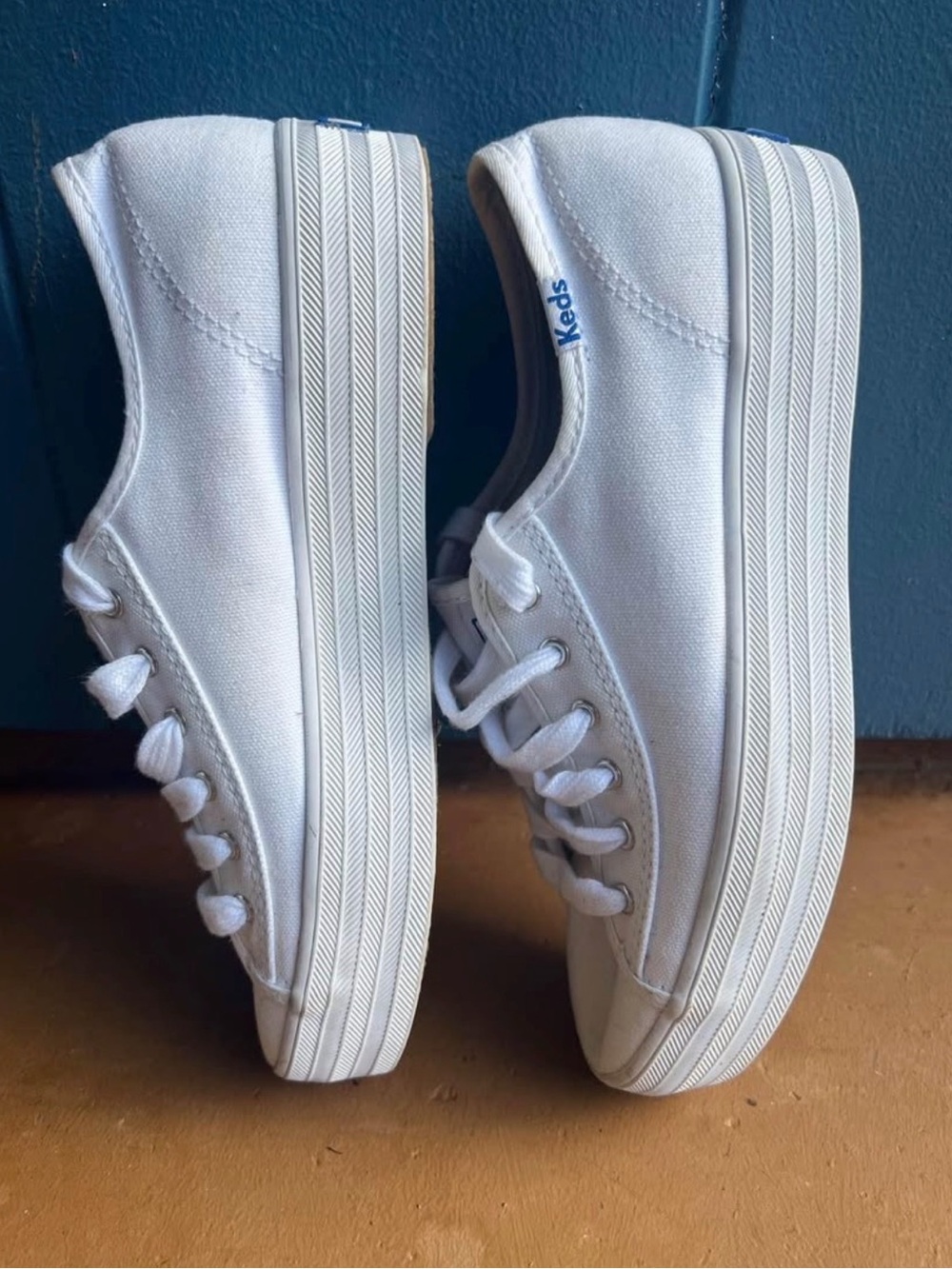 Keds Size 6 White Canvas Platform Sneakers NWT